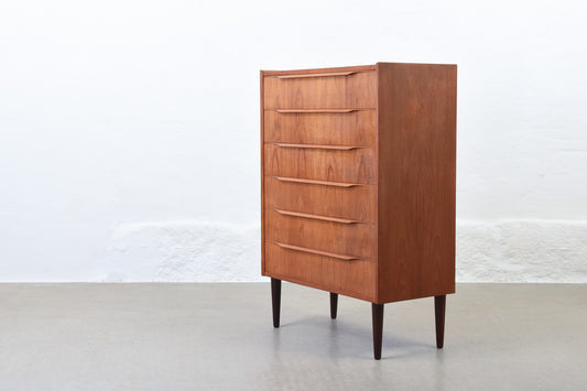 1960s teak chest of six drawers