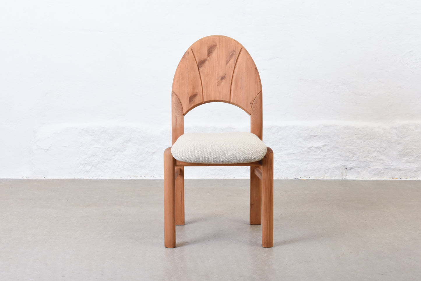 Newly reupholstered: Set of four 1990s pine dining chairs