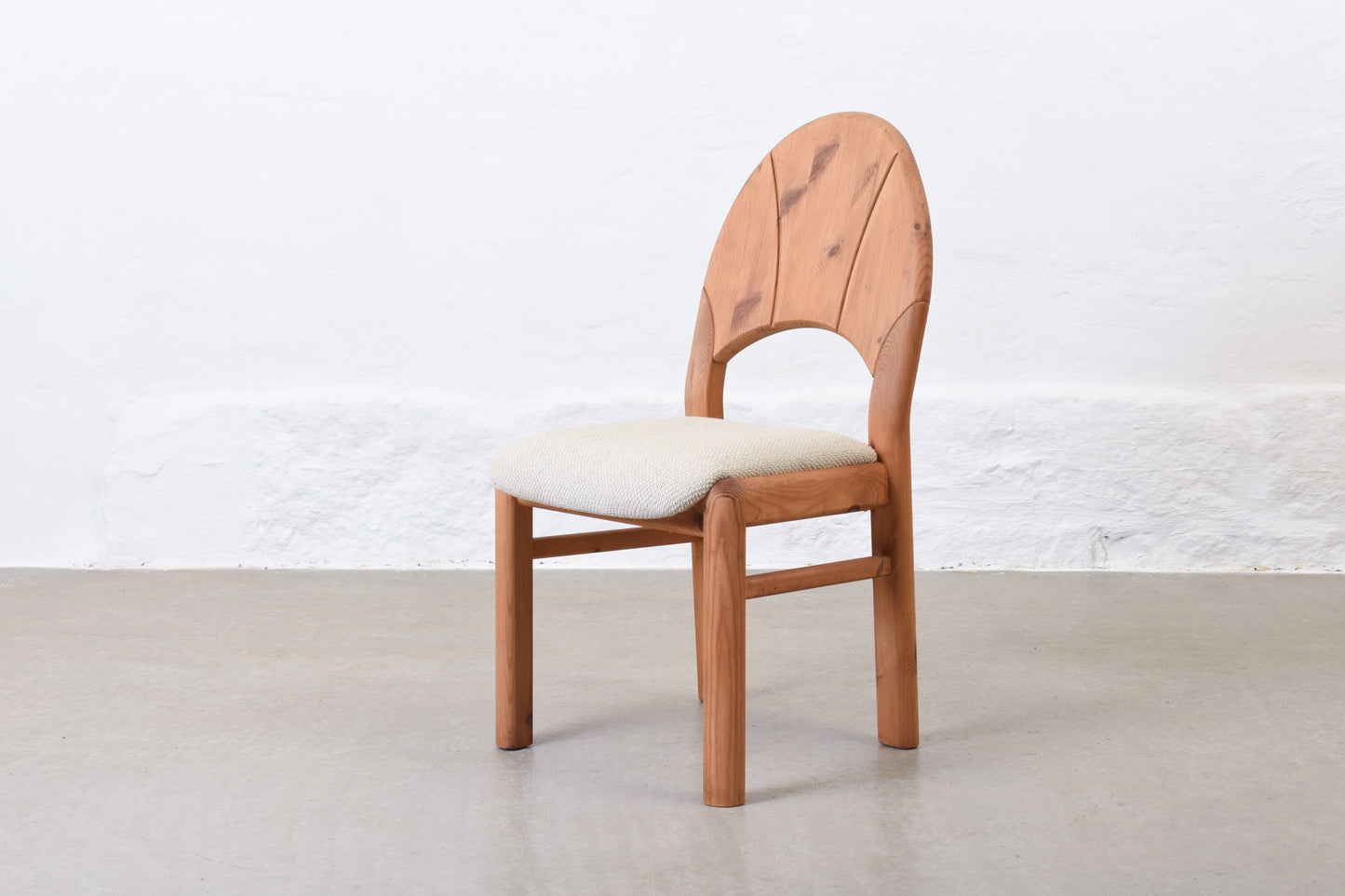 Newly reupholstered: Set of four 1990s pine dining chairs