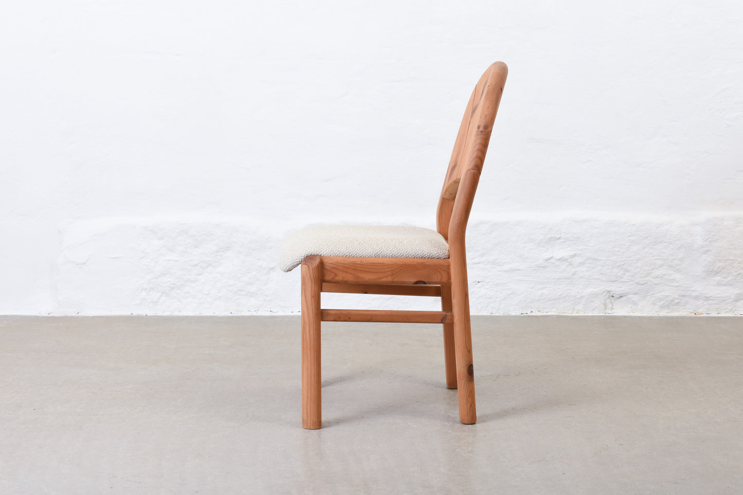Newly reupholstered: Set of four 1990s pine dining chairs