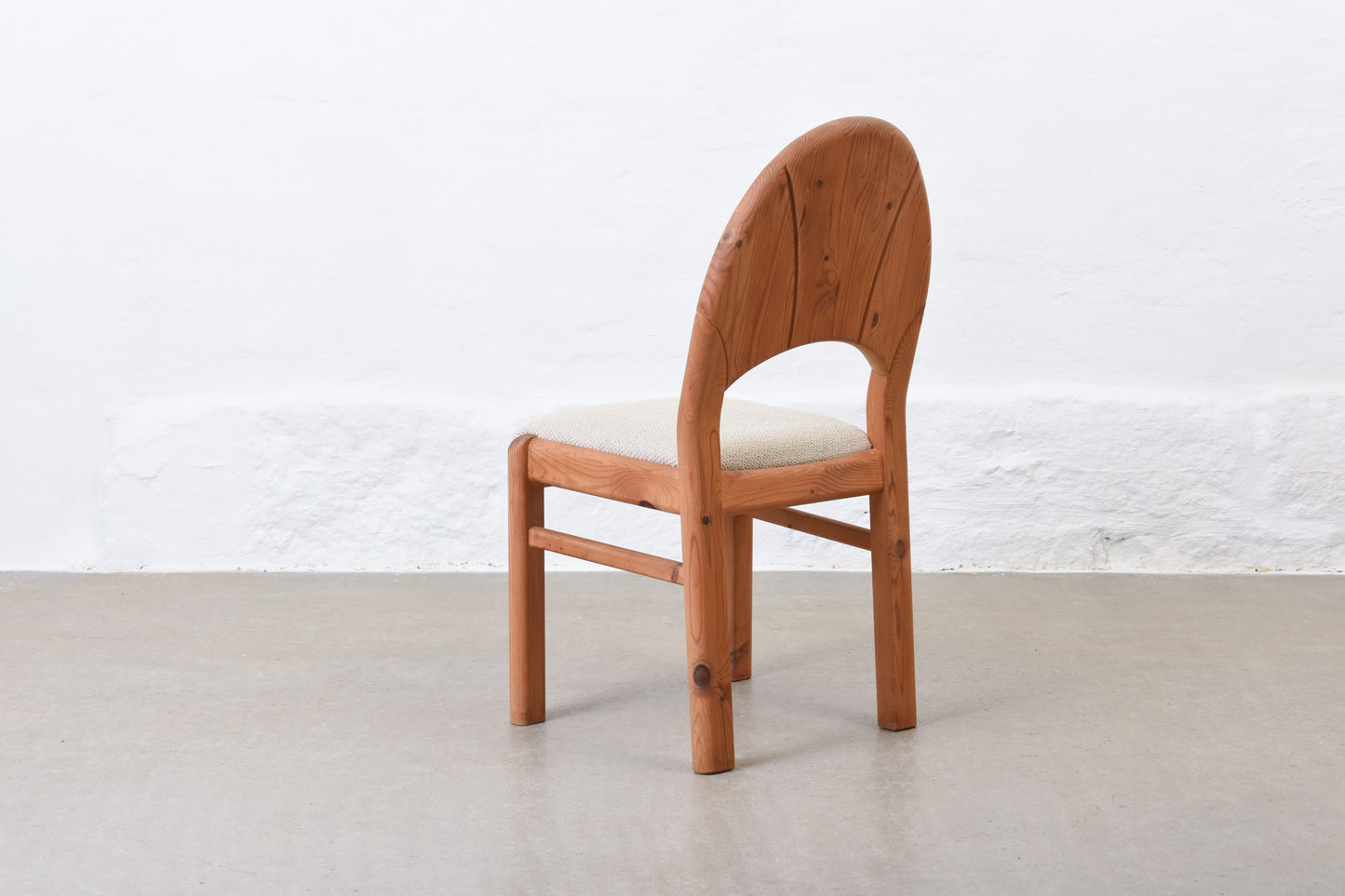 Newly reupholstered: Set of four 1990s pine dining chairs