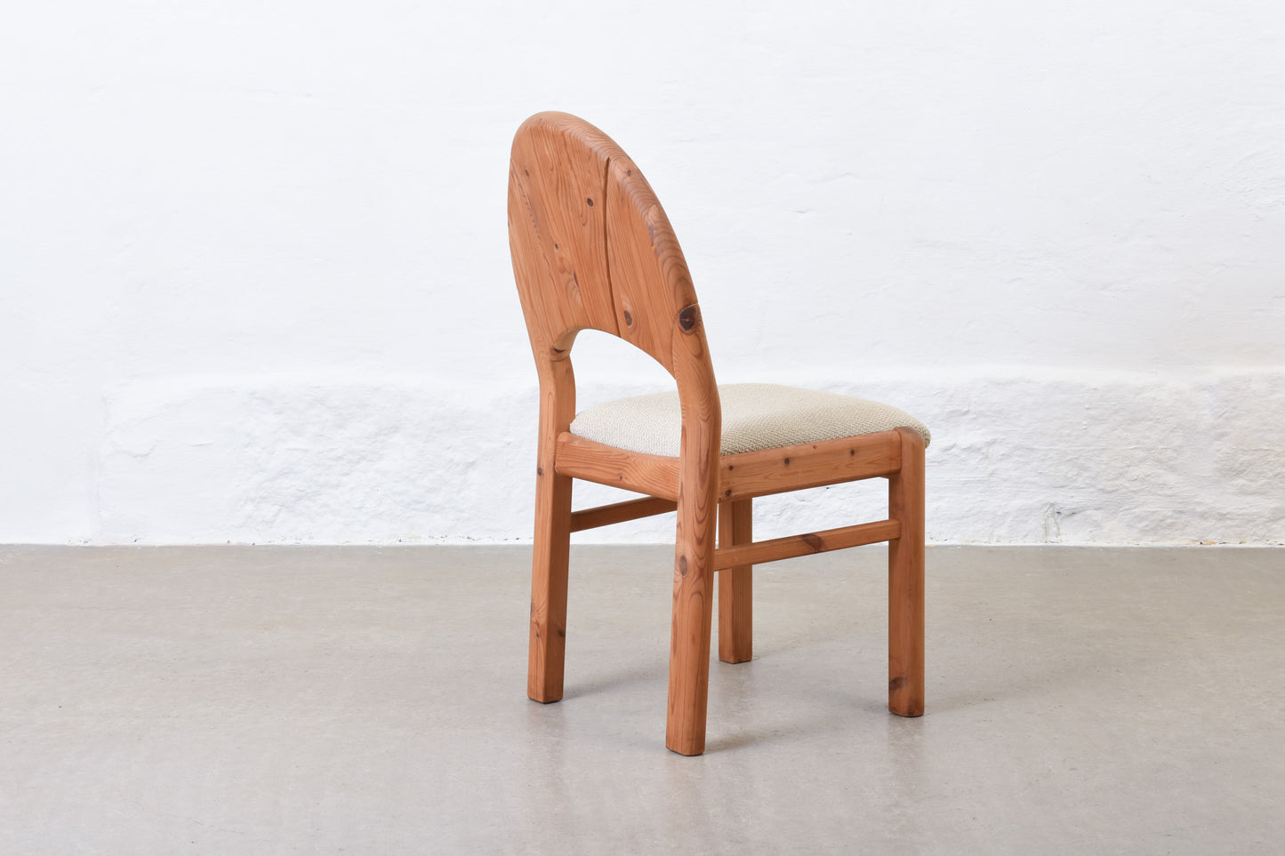 Newly reupholstered: Set of four 1990s pine dining chairs