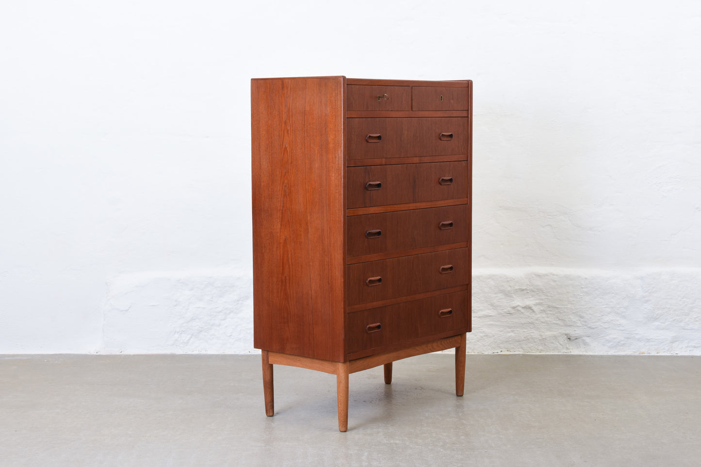 1960s teak chest on oak base