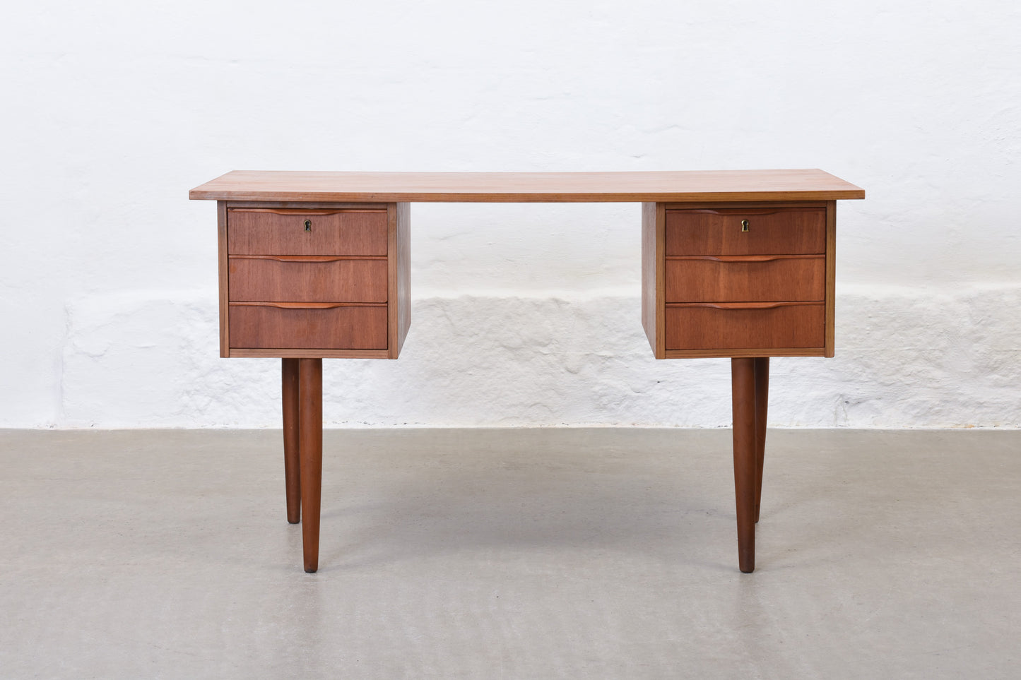 1960s twin pedestal desk in teak