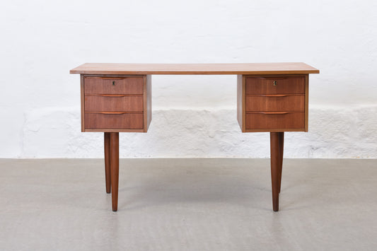 1960s twin pedestal desk in teak