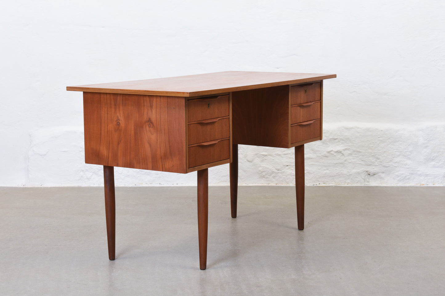 1960s twin pedestal desk in teak