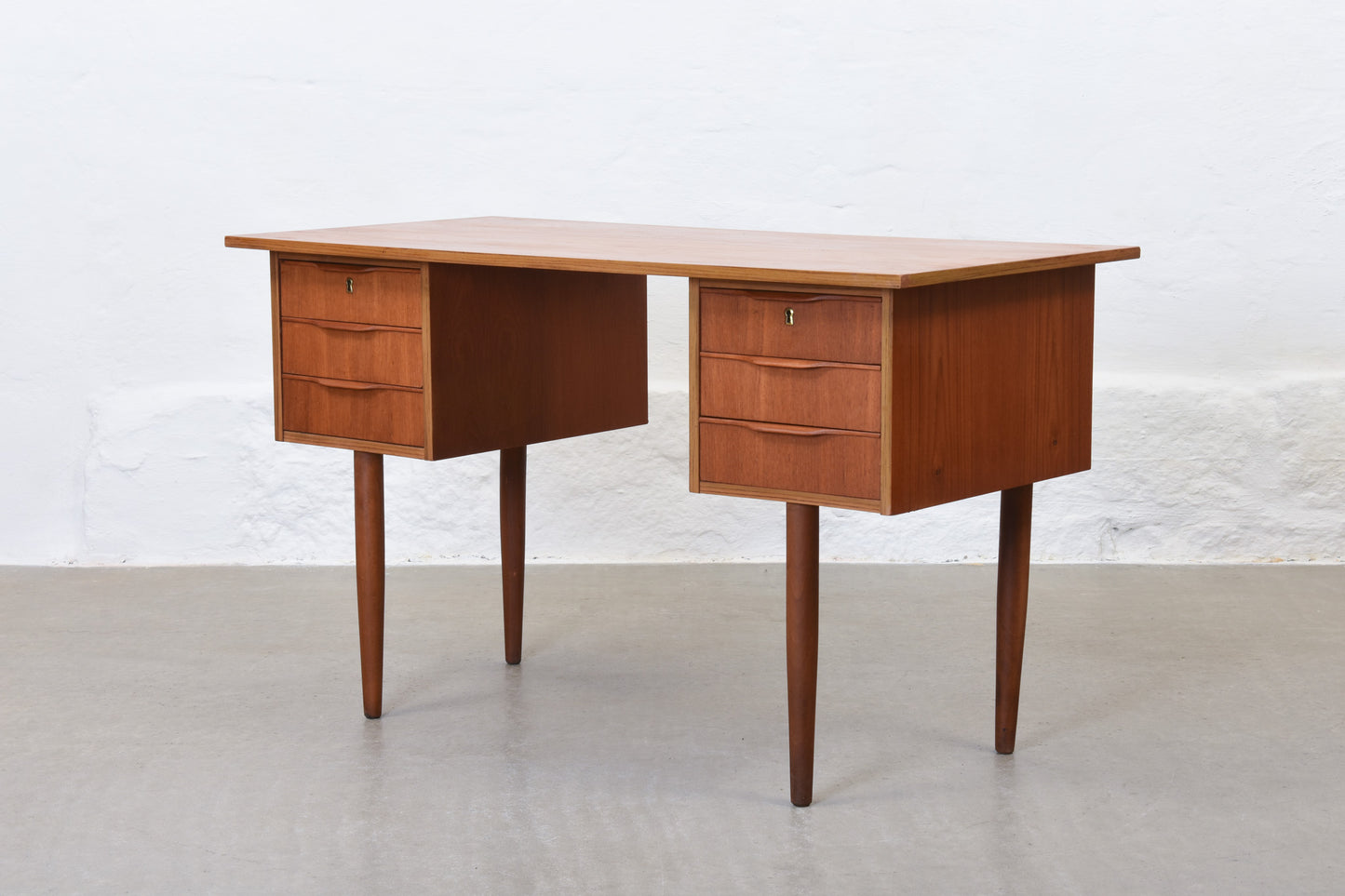 1960s twin pedestal desk in teak
