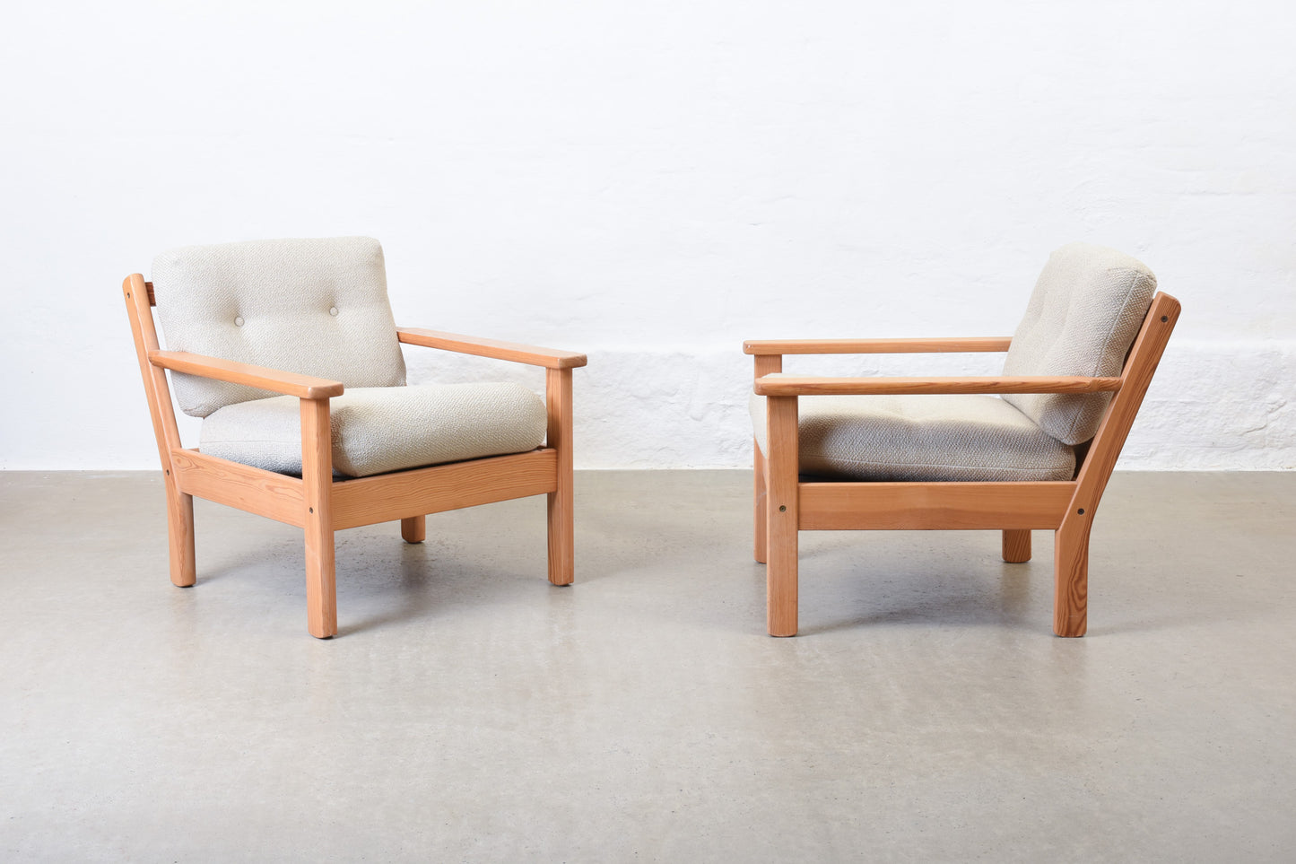 Two available: 1970s pine loungers by Erik Wørts