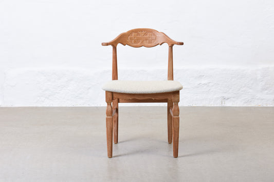 Newly reupholstered: 1960s oak chair by Henning Kjærnulf