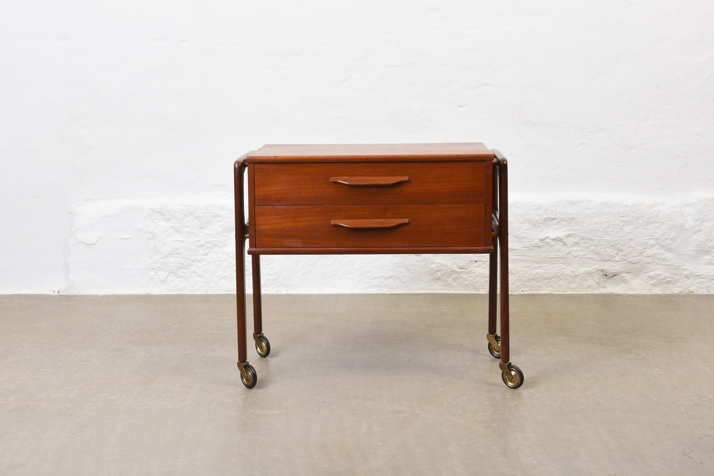 1960s teak sewing trolley