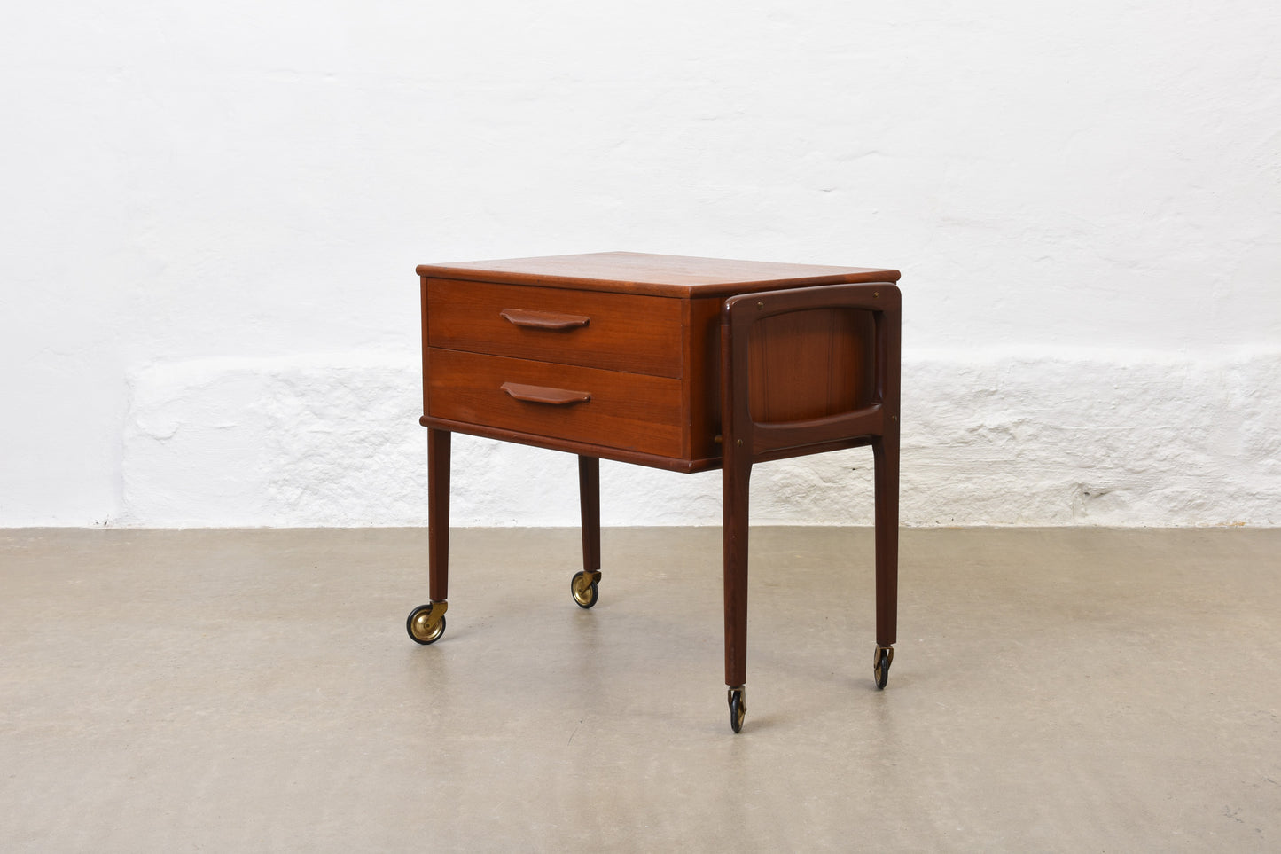 1960s teak sewing trolley