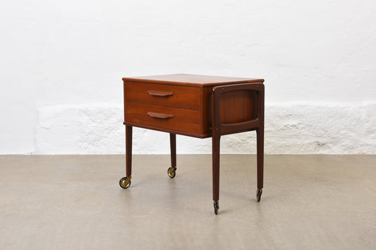 1960s teak sewing trolley