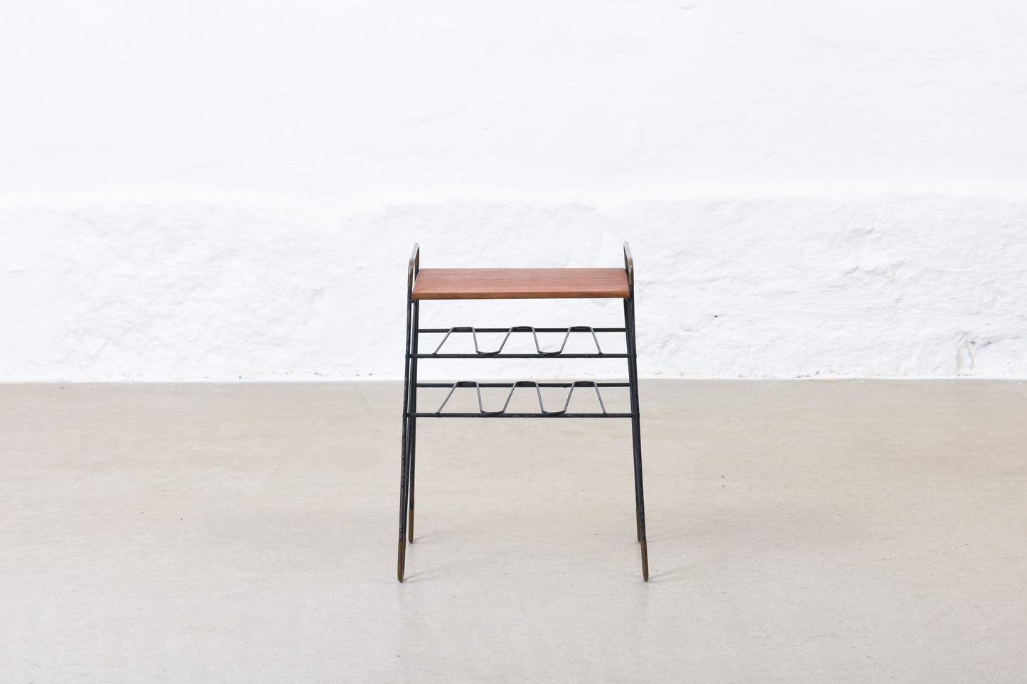 1950s teak + wire telephone table