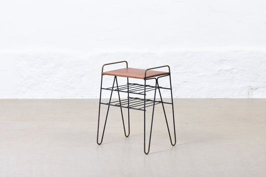 1950s teak + wire telephone table