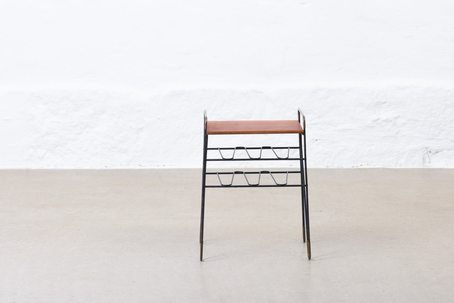 1950s teak + wire telephone table