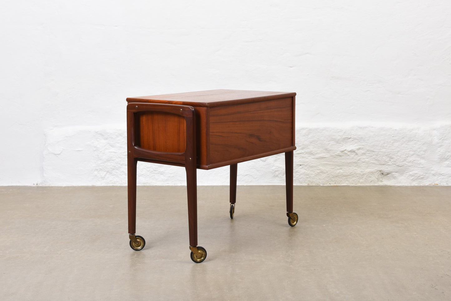 1960s teak sewing trolley