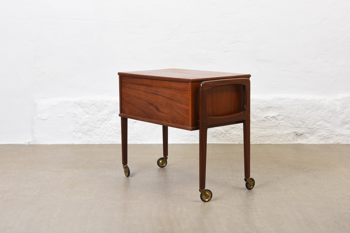 1960s teak sewing trolley