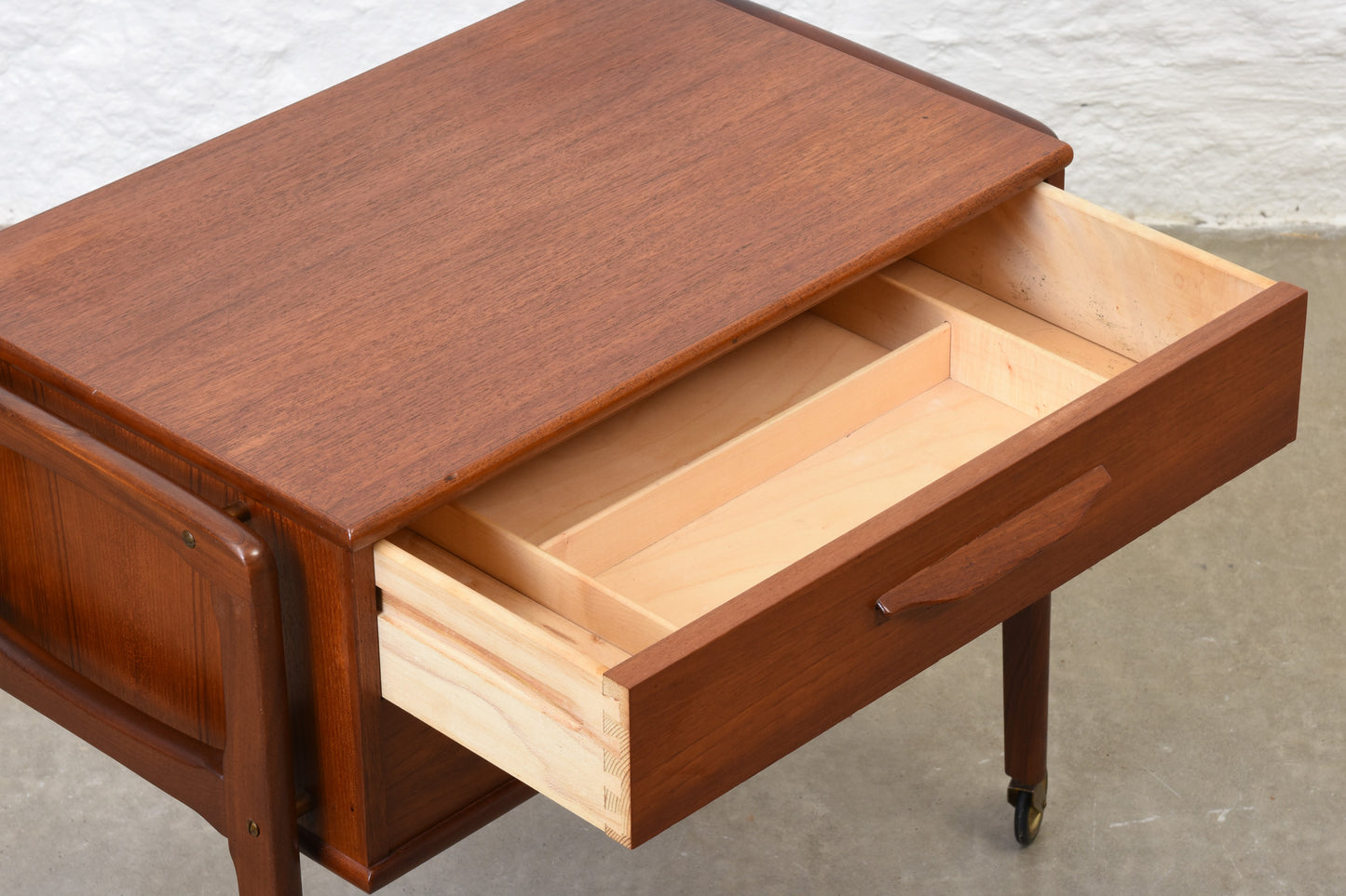 1960s teak sewing trolley