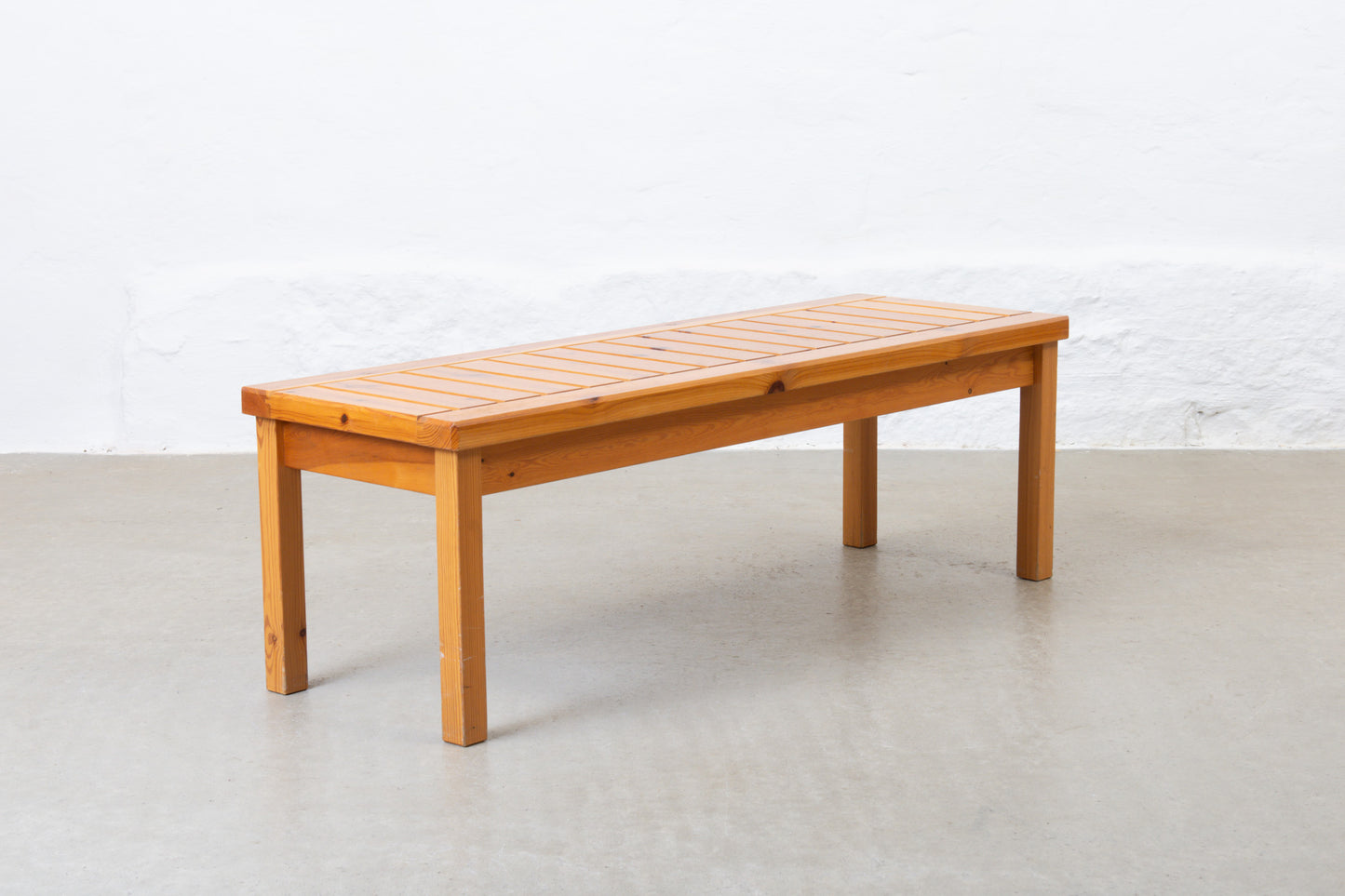 1970s slatted pine bench
