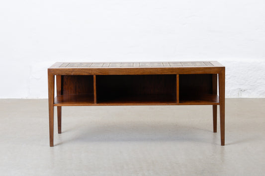 1960s rosewood + tile hallway/TV table by Haslev