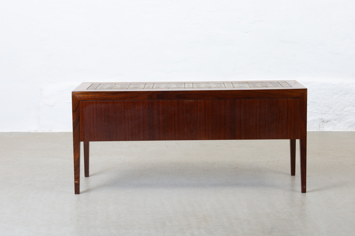 1960s rosewood + tile hallway/TV table by Haslev