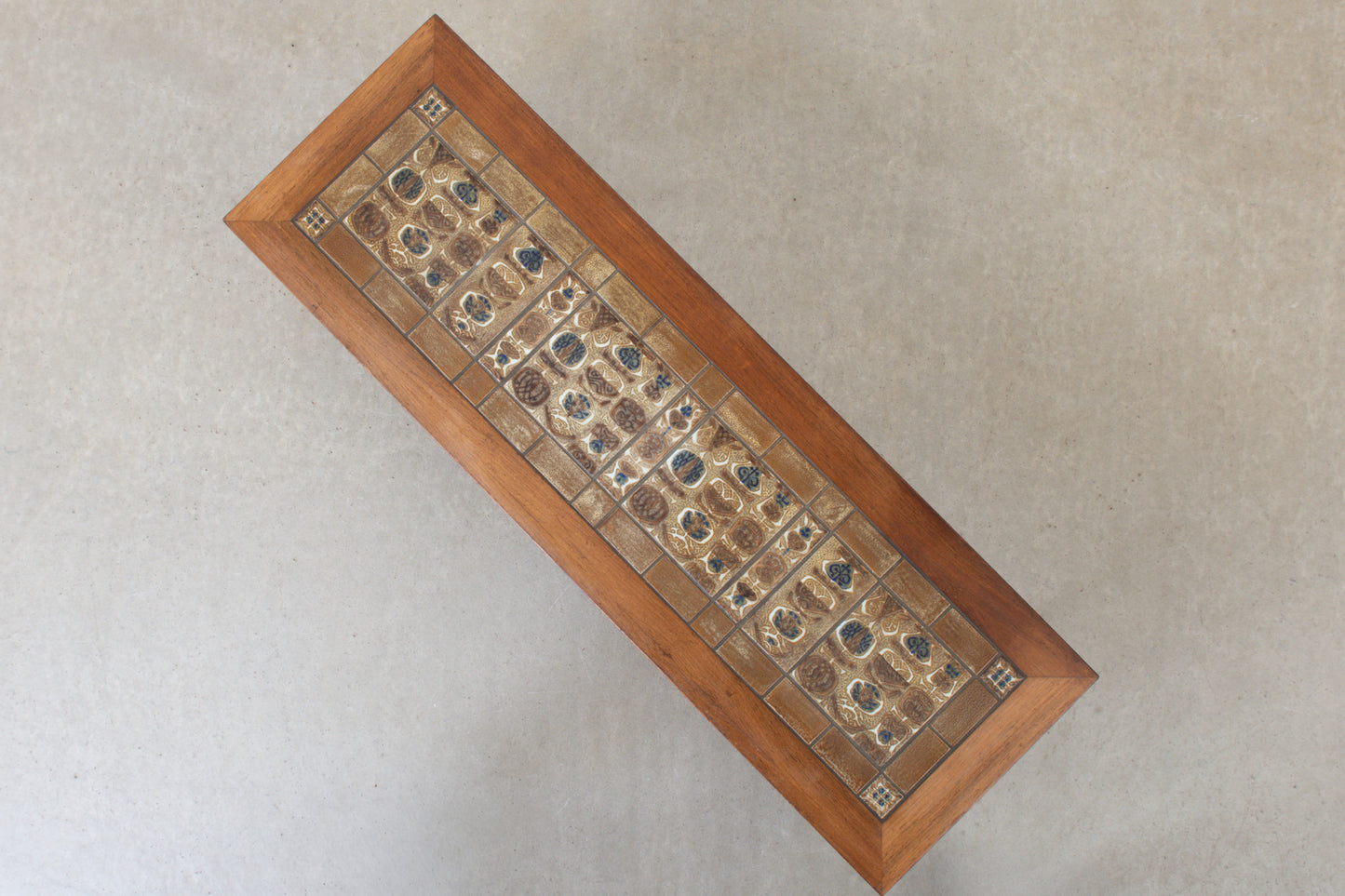 1960s rosewood + tile hallway/TV table by Haslev