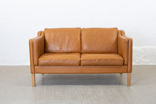 1980s cognac leather two seater