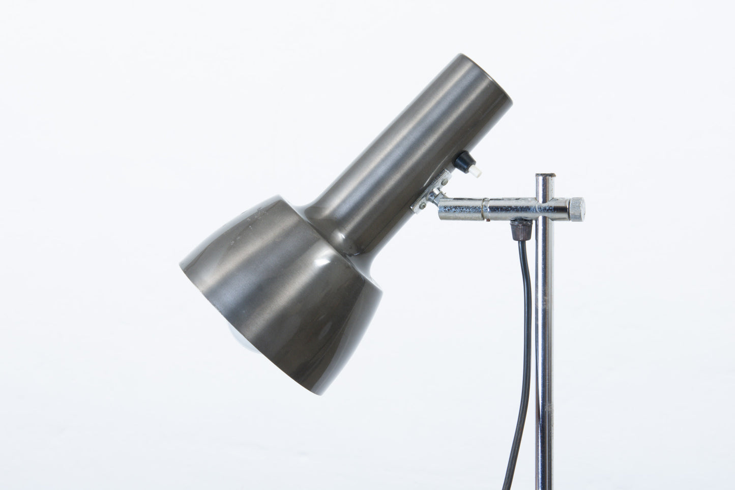 1960s twin-headed metallic grey floor lamp