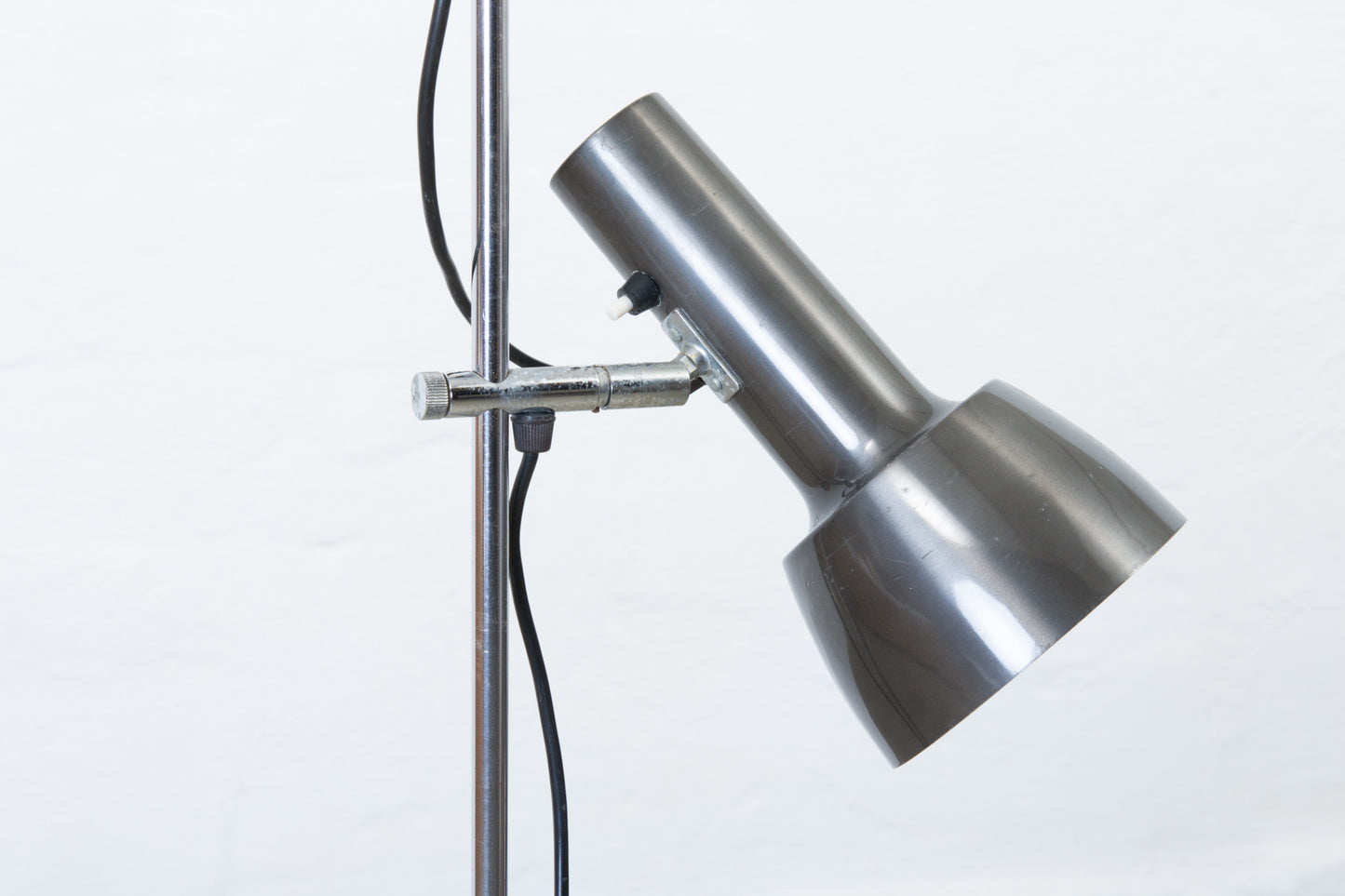 1960s twin-headed metallic grey floor lamp