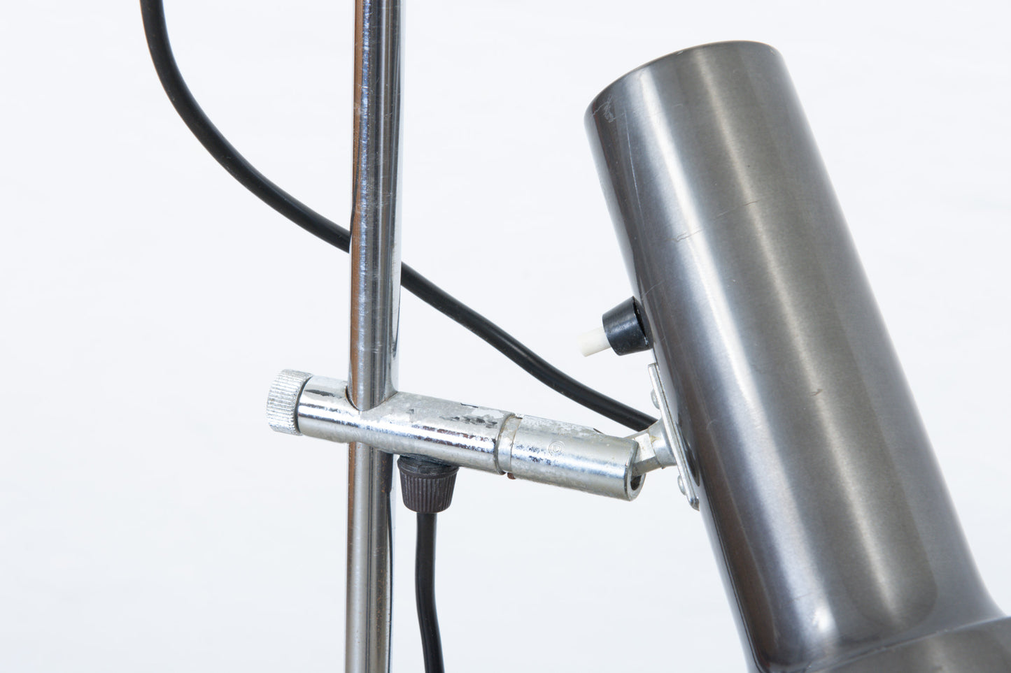 1960s twin-headed metallic grey floor lamp
