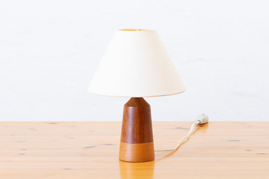 1960s teak + oak table lamp