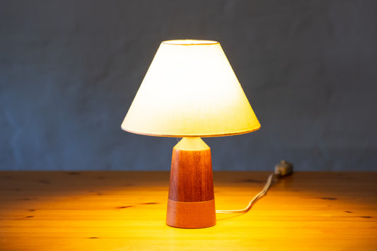 1960s teak + oak table lamp
