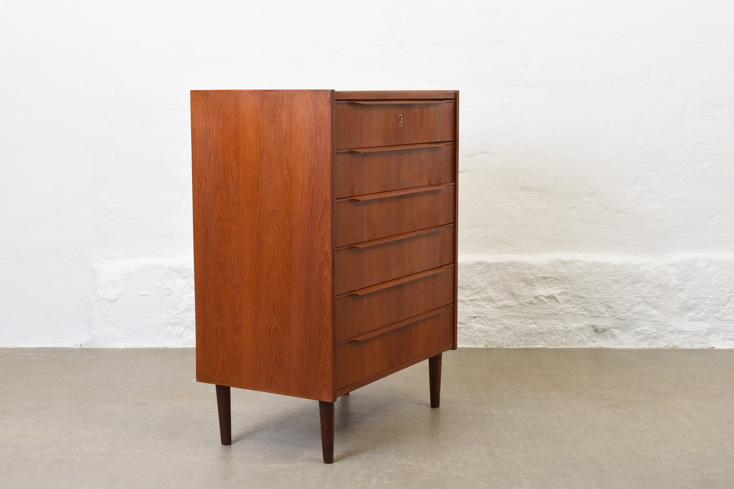 1960s teak chest with lipped handles