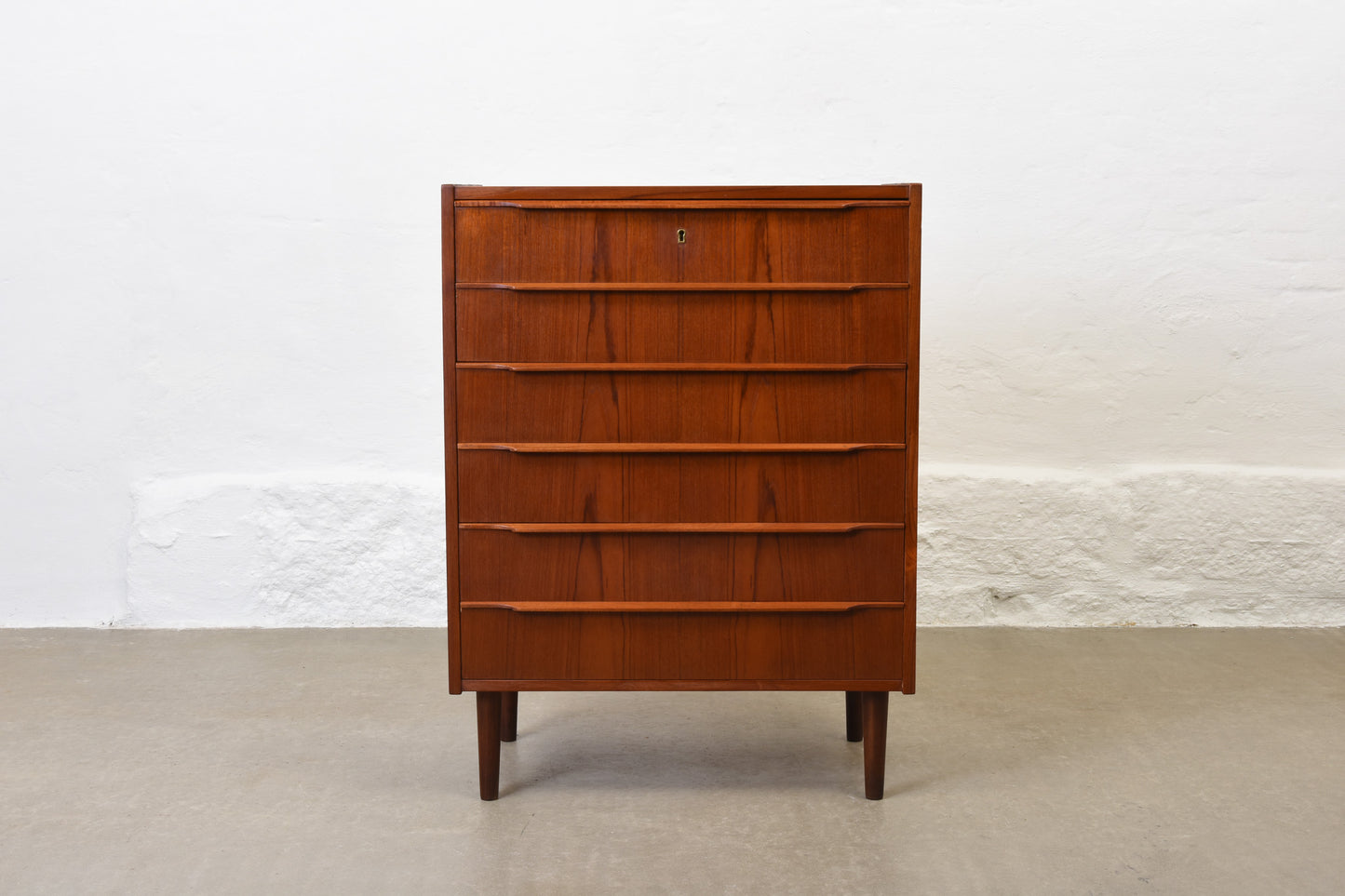 1960s teak chest with lipped handles no. 1