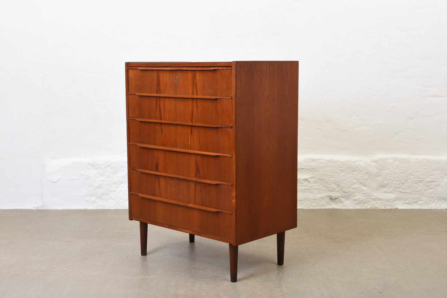 1960s teak chest with lipped handles no. 1