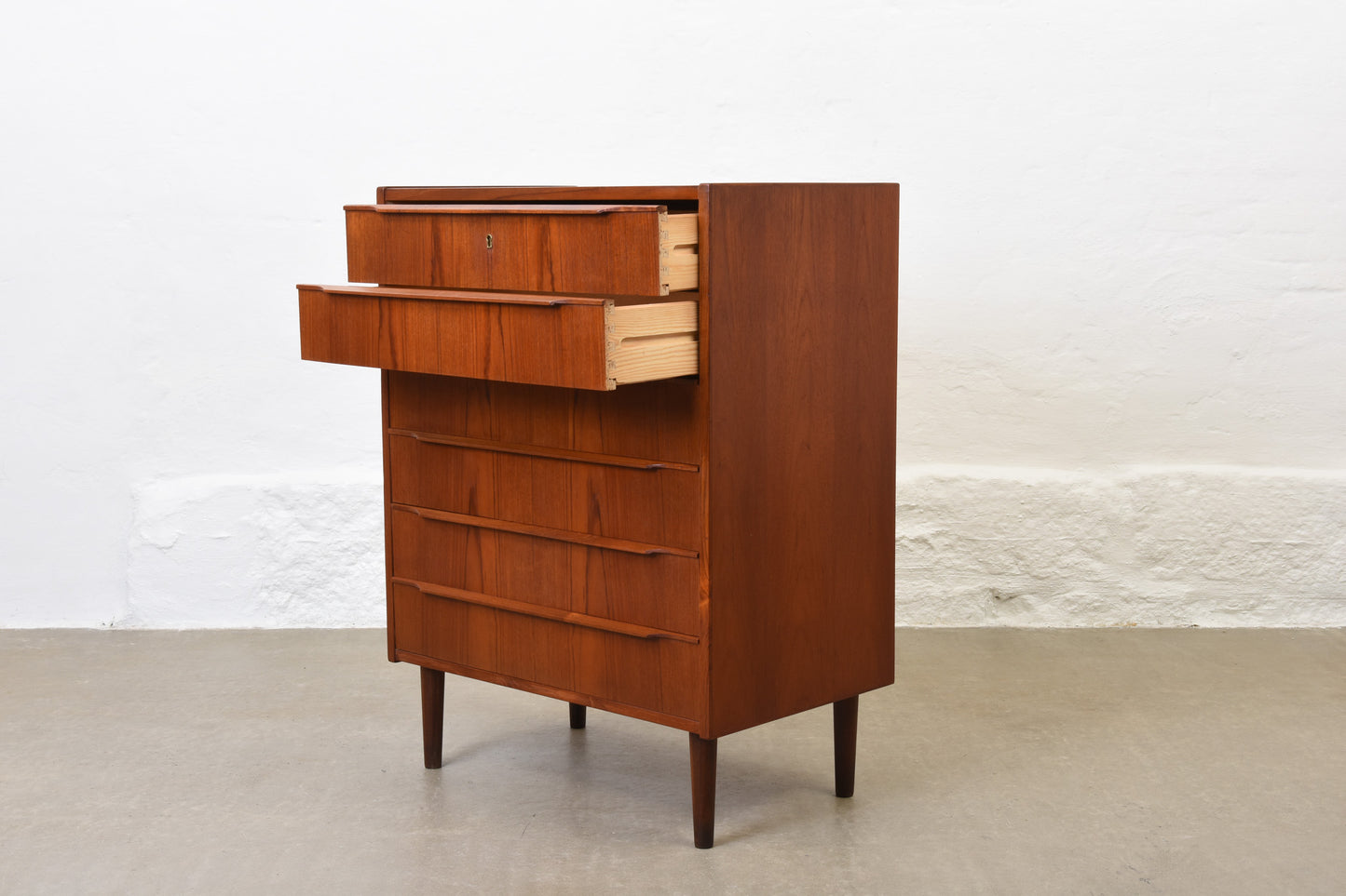 1960s teak chest with lipped handles no. 1