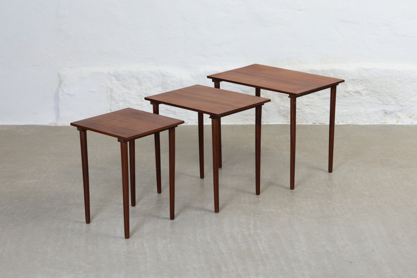 1960s nest of three teak tables