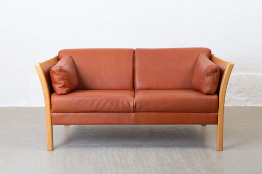 1980s two seat leather sofa by Stouby