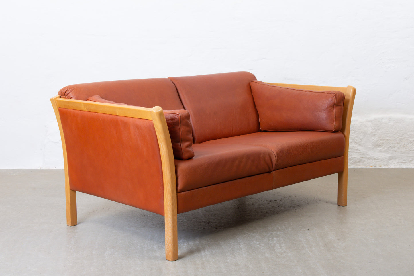 1980s two seat leather sofa by Stouby