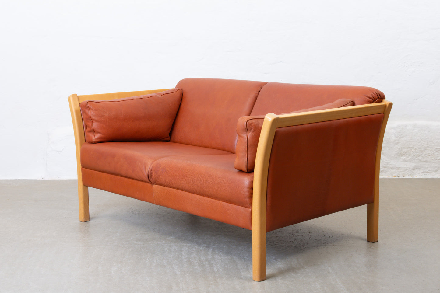 1980s two seat leather sofa by Stouby