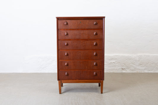 1950s teak chest of six drawers