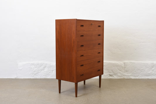 1960s teak chest of six drawers - 120H cm