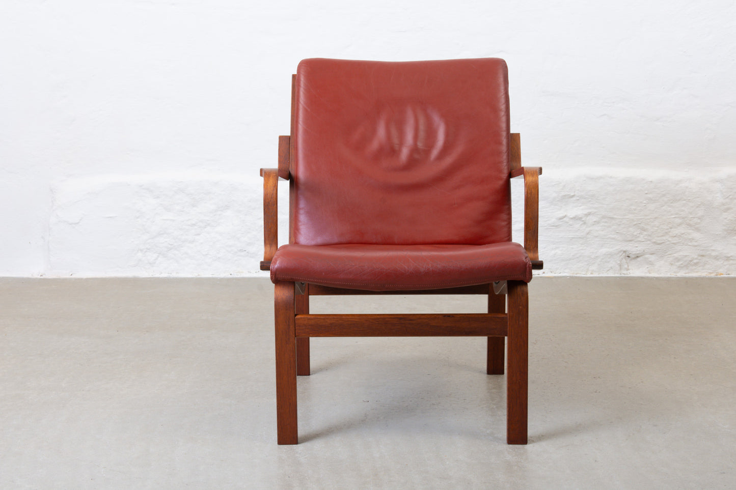 Two available: Beech + leather loungers by Nielaus Møbler