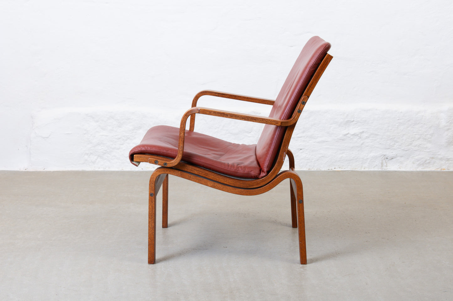 Two available: Beech + leather loungers by Nielaus Møbler