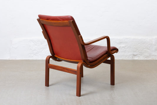1970s beech + leather lounger by Nielaus Møbler