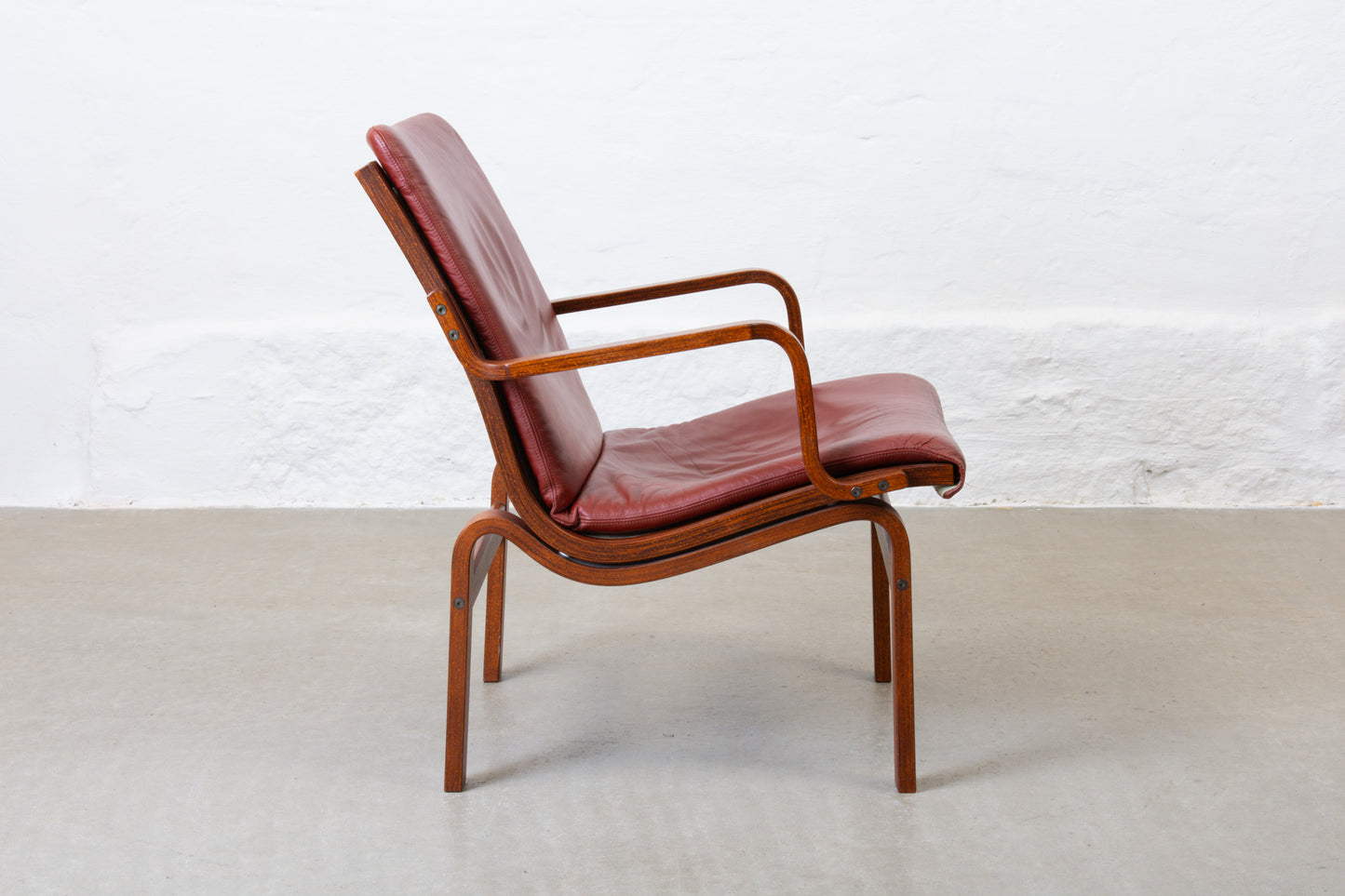Two available: Beech + leather loungers by Nielaus Møbler