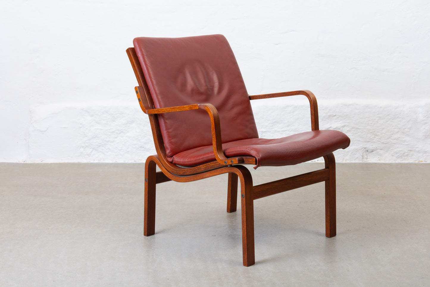 Two available: Beech + leather loungers by Nielaus Møbler