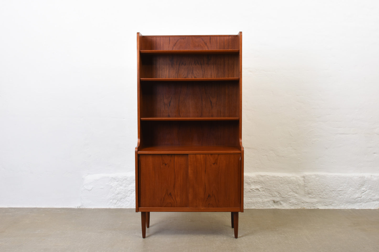 1960s teak bookshelf with cupboard