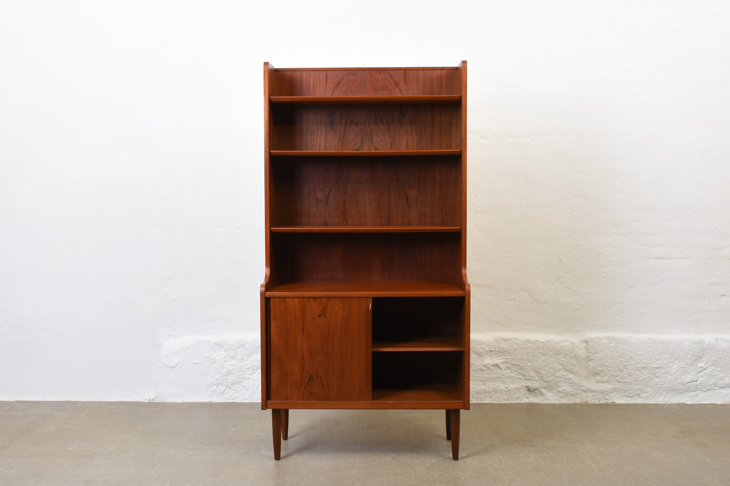 1960s teak bookshelf with cupboard