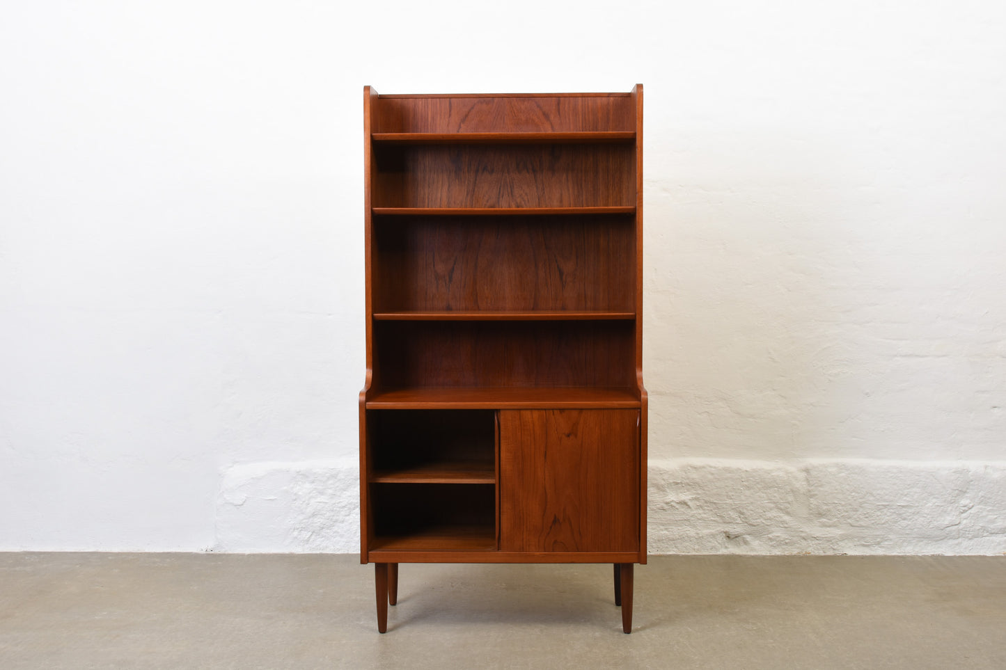 1960s teak bookshelf with cupboard